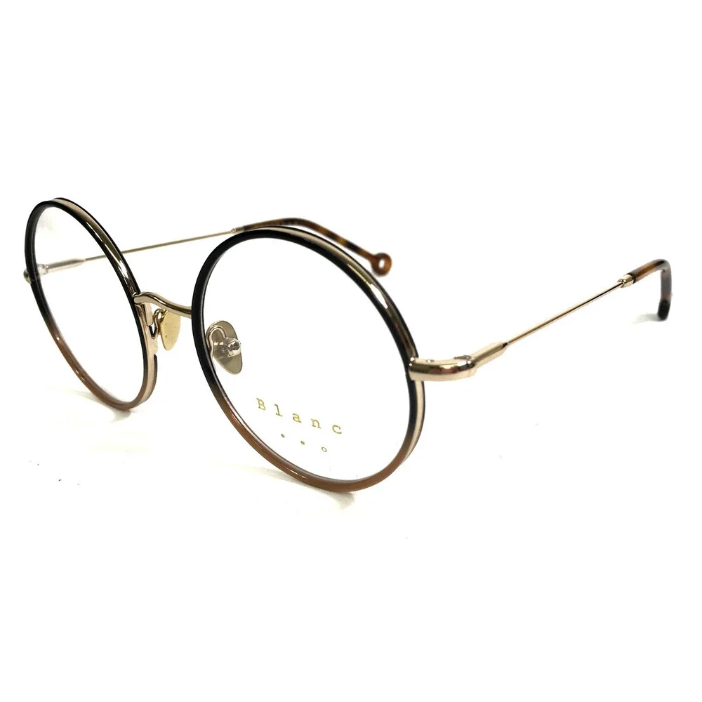 Nathalie Blanc Eyeglasses Frames LAETITIA 448 Black Brown Gold Egg 49-20-140